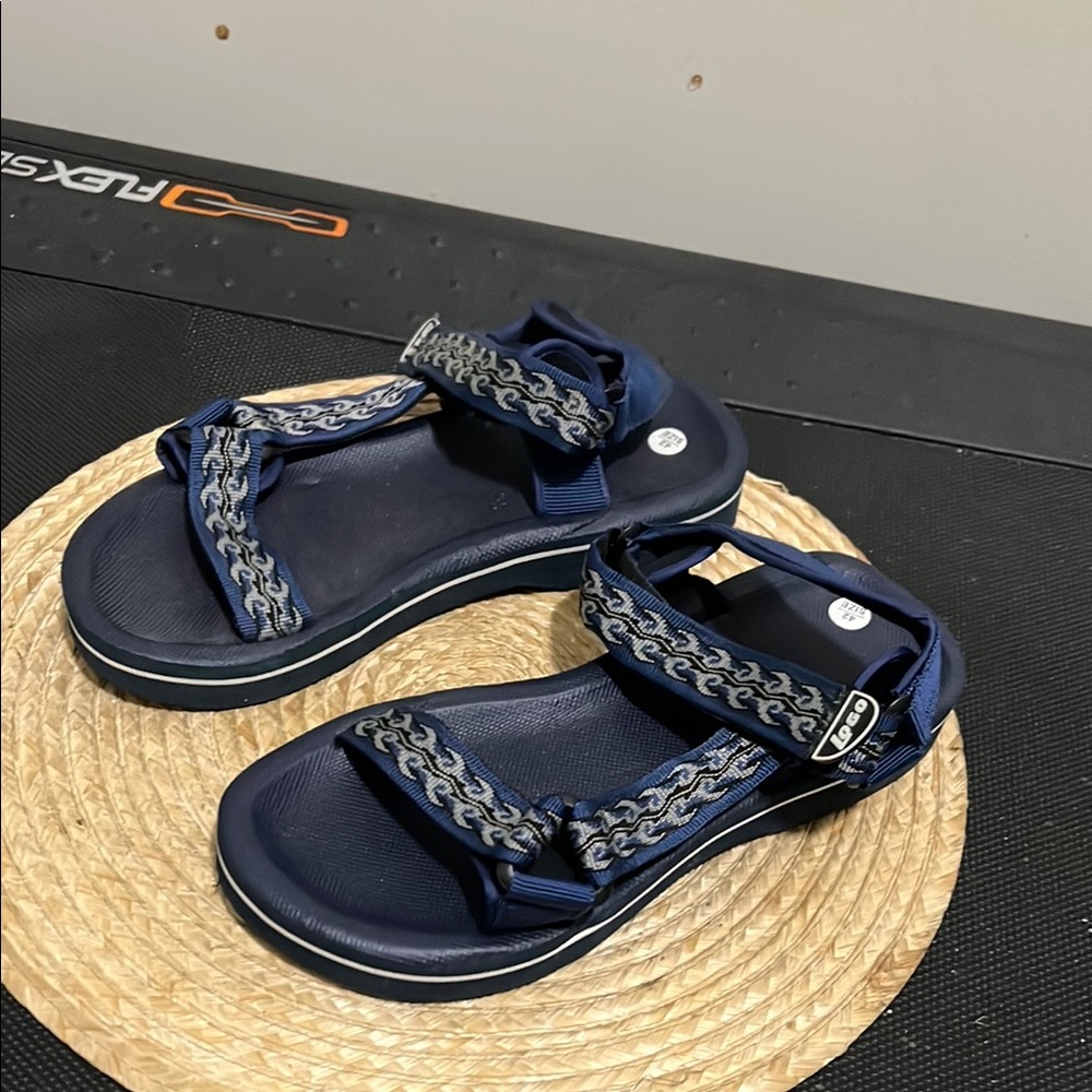 LOGO by Lori Goldstein Blue Strap Velcro  Sandals Size 40